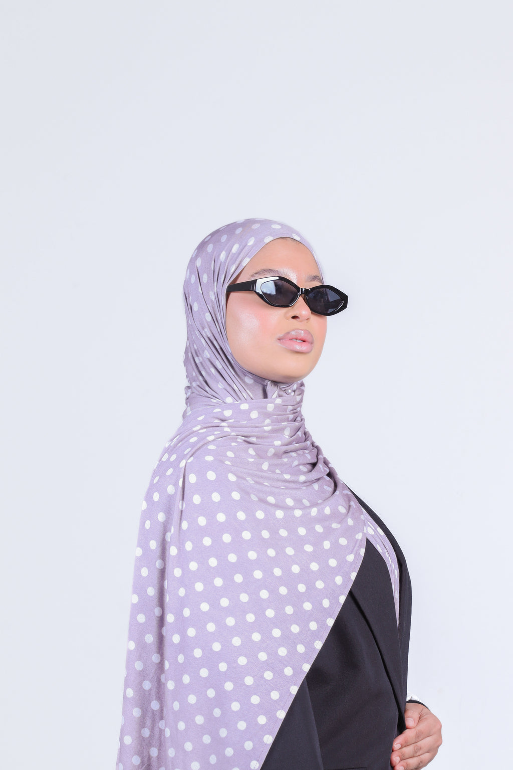 Dottie | Lilac Grey Polka Dot Double-Sided Cotton Jersey Hijab