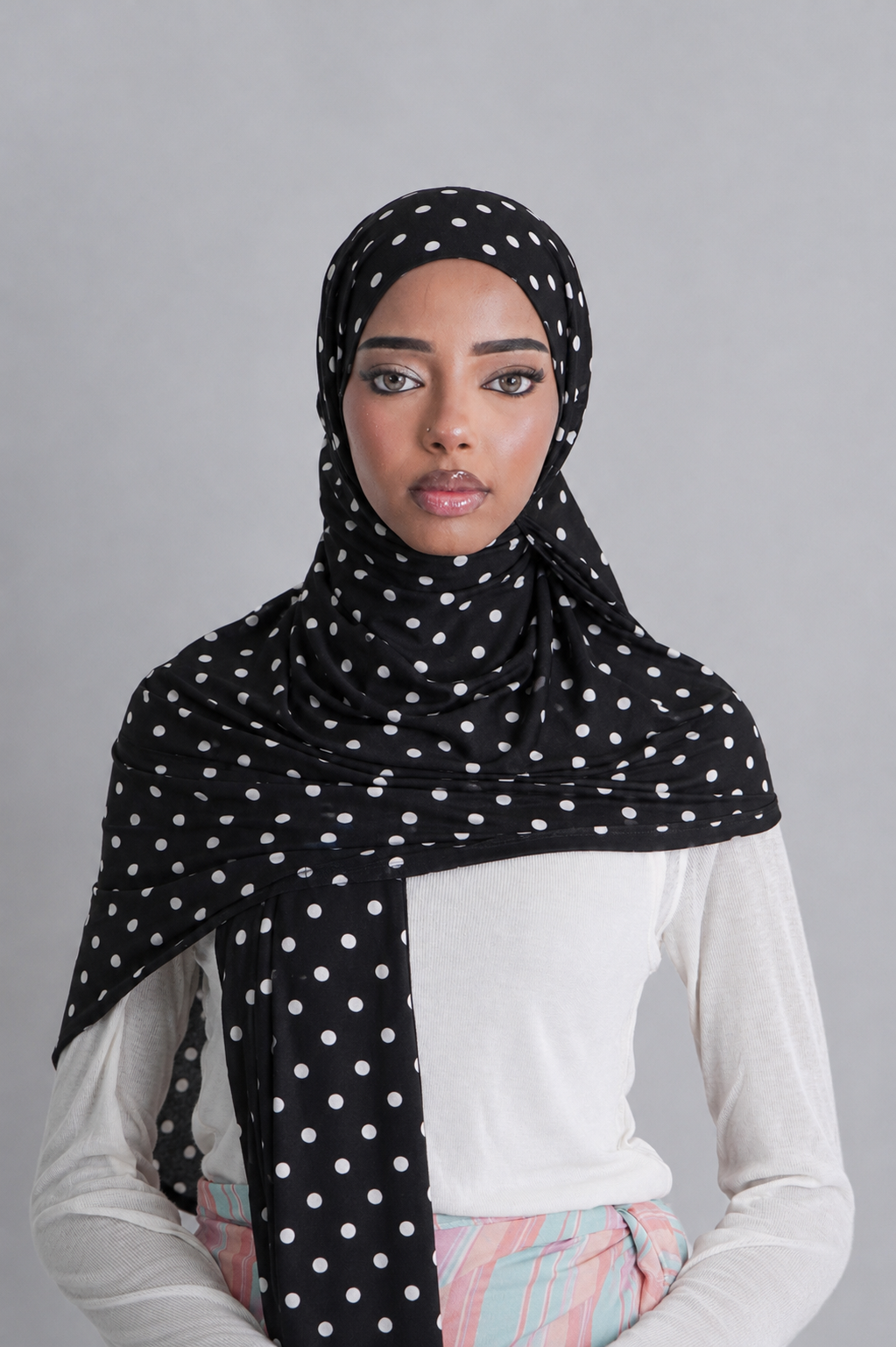 Printed polka dot jersey black