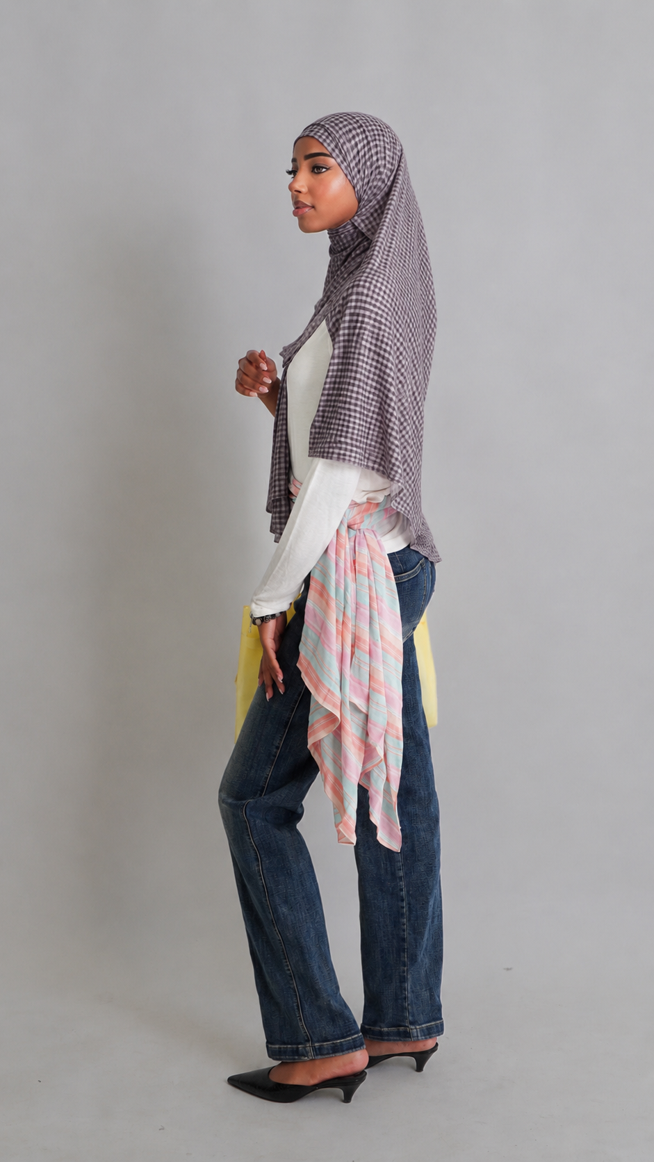 Check espresso jersey hijab
