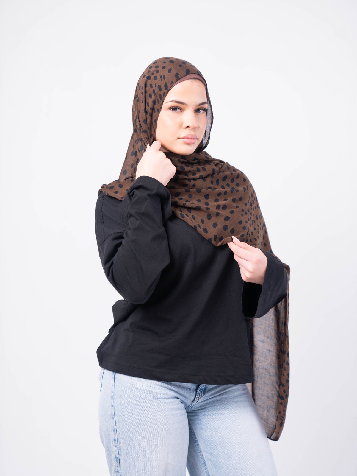 Brown Cheetah Spots Printed Modal